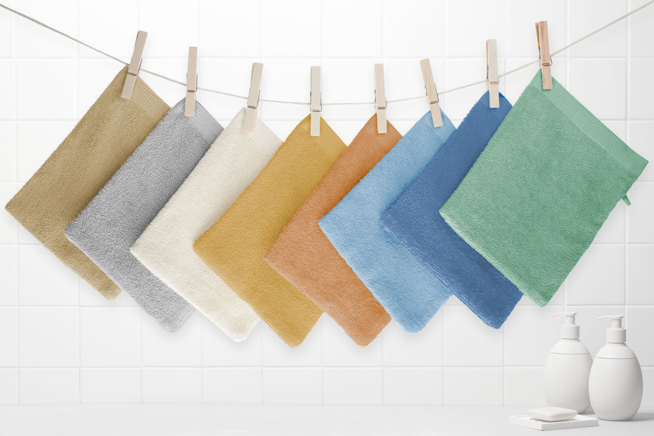 Waschhandschuhe in harmonischen Farben, 360g/qm