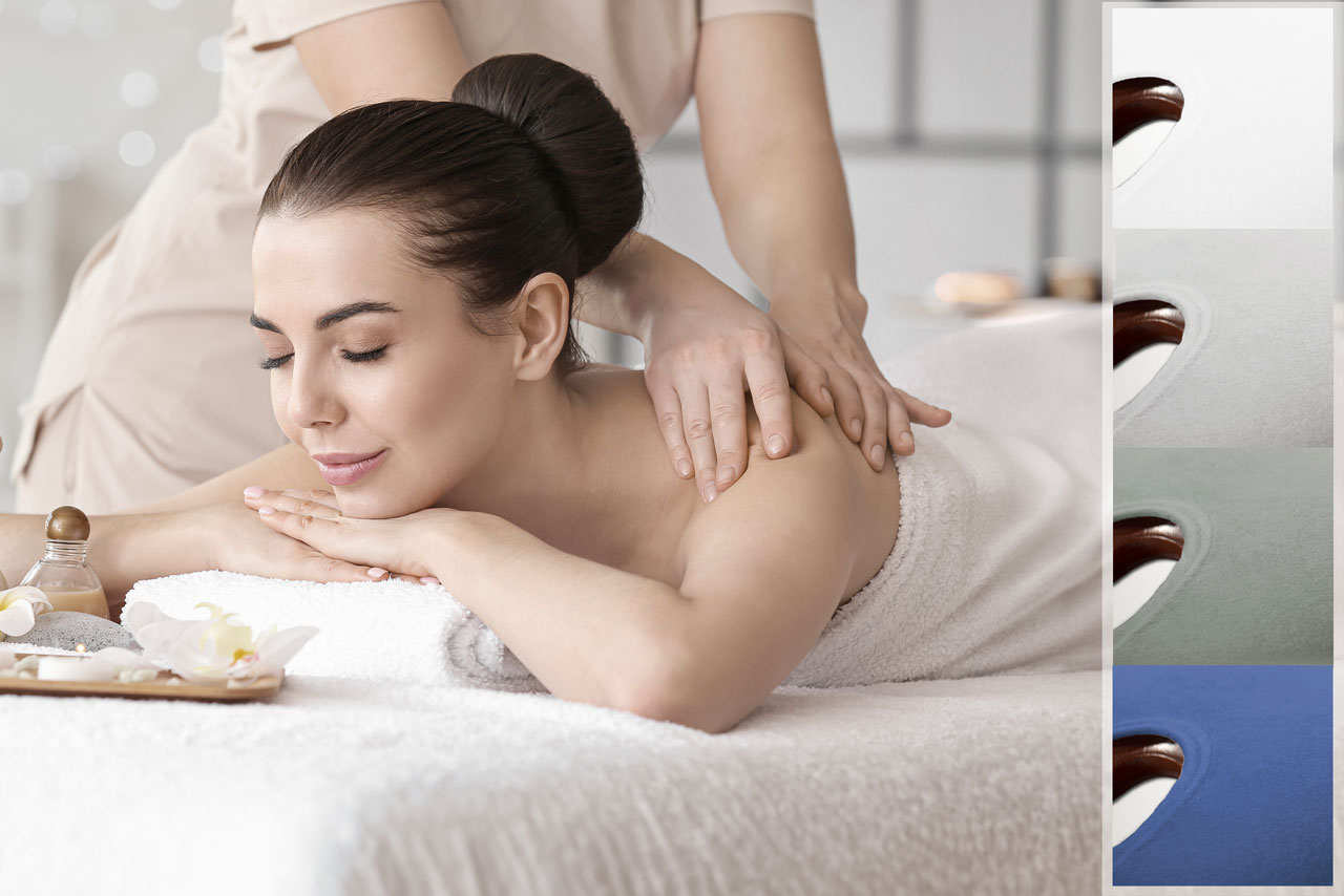 Massage-, Kosmetik-, Therapieliegenbezug, mit Gesichtsschlitz & Rundumgummizug